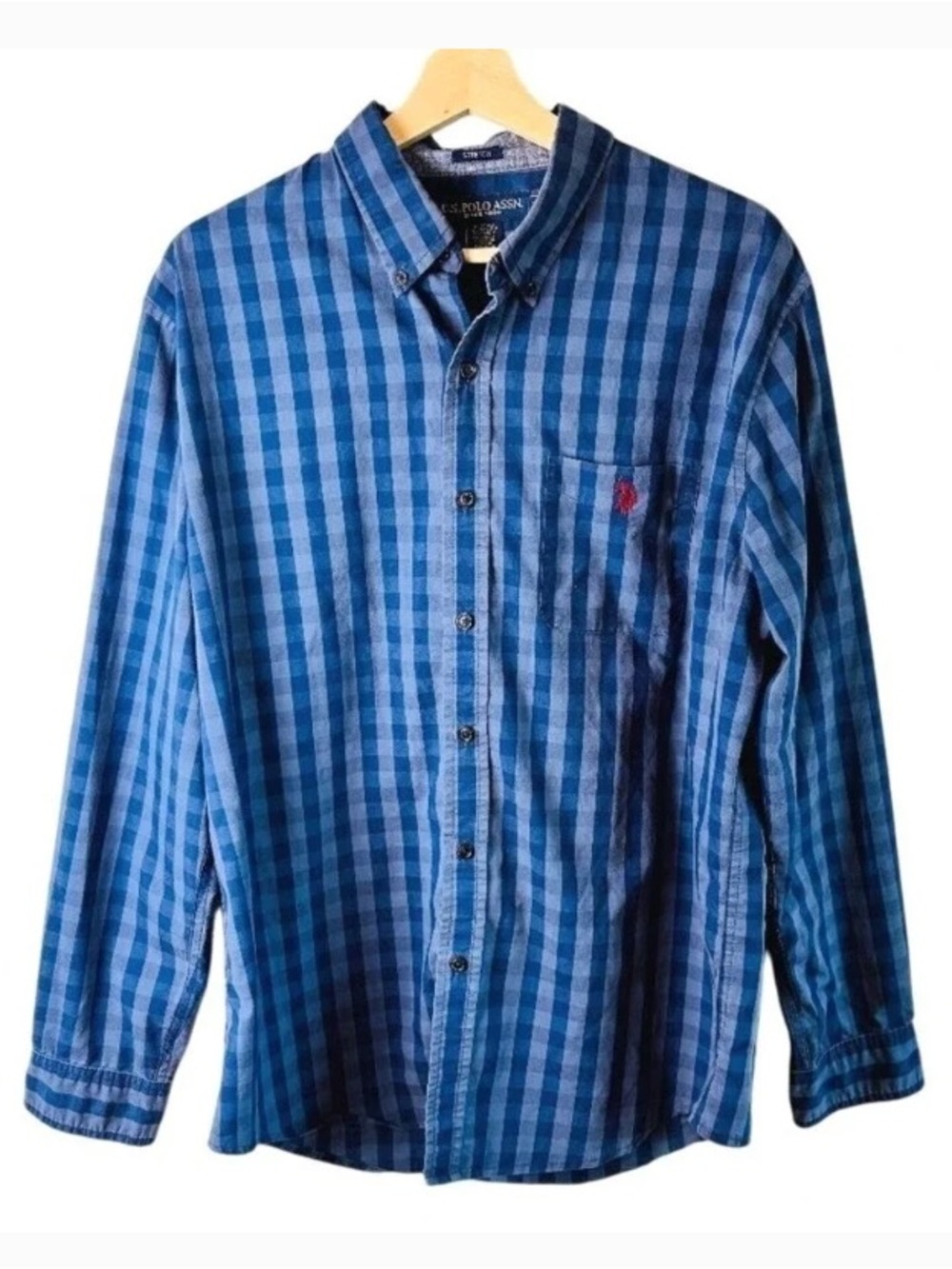 Bundle 2/$30! U.S. Polo Assn. Men’s Blue Plaid Button-Down Shirt L